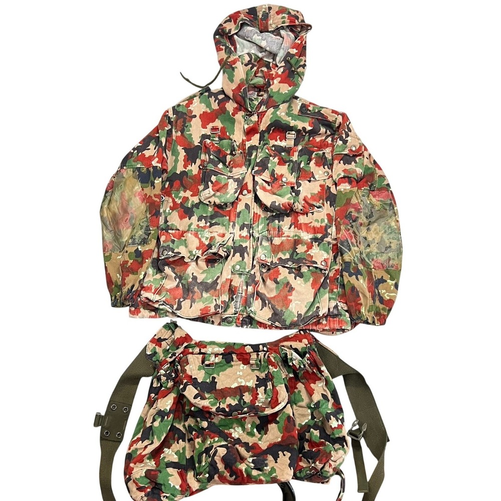 Vintage Swiss M70 Alpenflage Camo Field Jacket with Attachable Backpack L